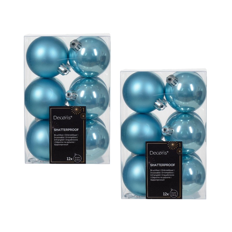 24 blue christmas baubles - sugar blue baubles christmas decorations