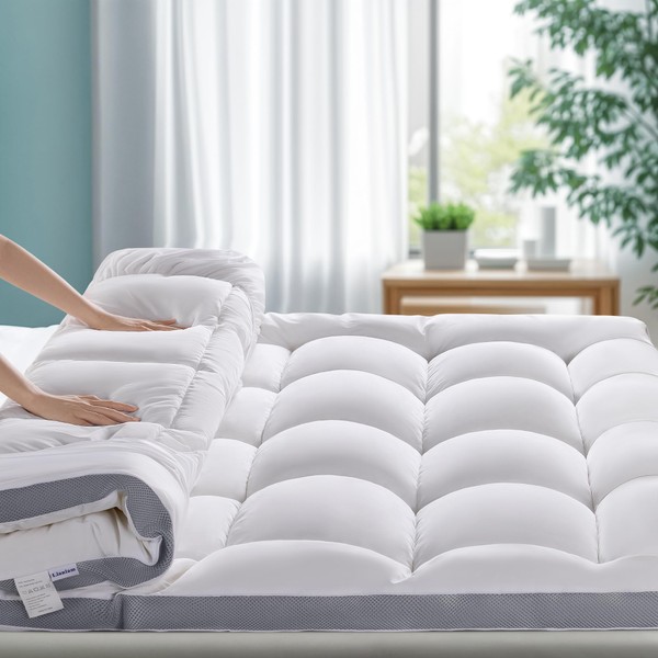 LIANLAM Memory Foam Mattress Topper Queen with Breathable Air Mesh