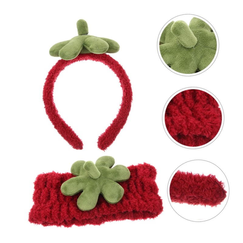 Ipetboom 2Pcs Cute Strawberry Headband for Women Spa Skincare Hairband