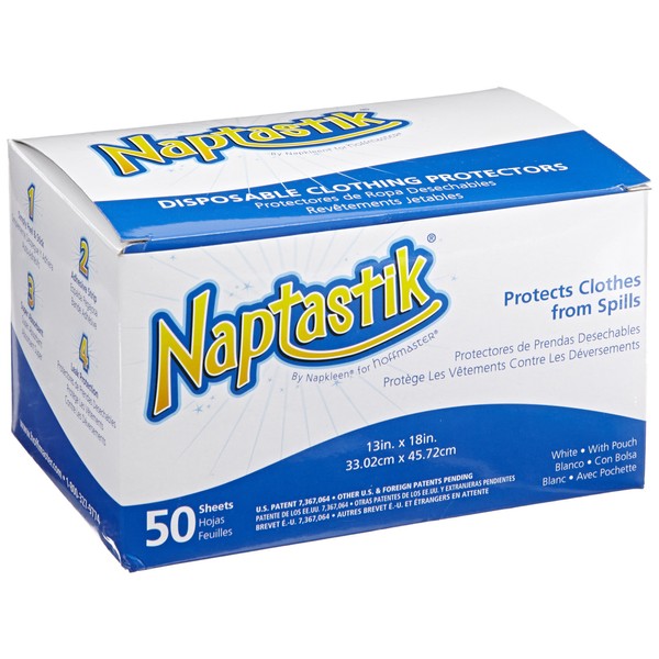 Hoffmaster 120821 Naptastik Clothing Protector with Pouch, 18" Length x 13" Width, White (12 Packs of 50)