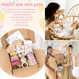 iAOVUEBY New Mom Gift Basket & Baby Gifts, Baby Shower Gifts for Expecting Mommy to Be, New Mom Care Package After Birth Post Partum Essentials, First Time Pregnancy Mothers Day Birthday Gifts
