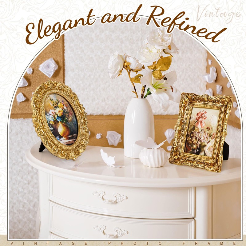 6 Pcs Vintage Resin Antique Picture Frame Baroque Gold,Novel