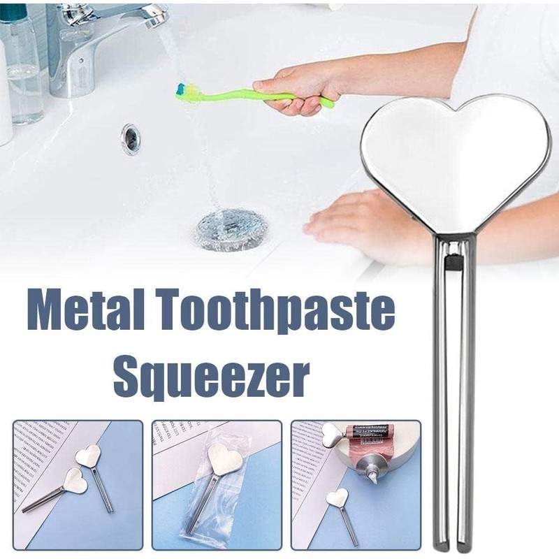 Silver Metal Manual Toothpaste Squeezer Heart Stainless Steel Dispenser Tube