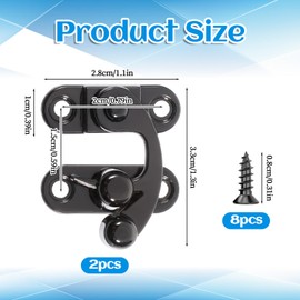 2 Sets Antique Hook Hasp Latch Right Toggle Hasps Hook Small Hasp Latches Padlock Hasps Hooks Lock with Mounting Screws for Furniture Wooden Box Jewelry Case Cabinet - Vintage Black Style