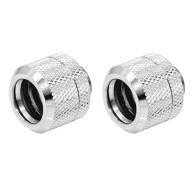 Dracaena.io 2 pack G1/4" thread to 16mm outer diameter, Hard Tubing Compression Fitting with high body design for Computer water cooling system, Silver
