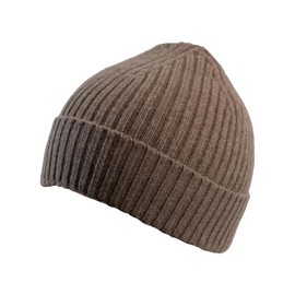 Kalapanta Alpen House Cashmere Hat 100% Natural Fibres Made in Italy Narrow Rib, brown