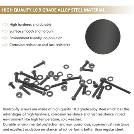 Kindroufly 562 Pieces Black M2.5 x 4/6 /8/10 /12/16 /20mm Button Head Socket Cap Screws Nuts Washers Assortment Kit, 10.9 Grade Alloy Steel