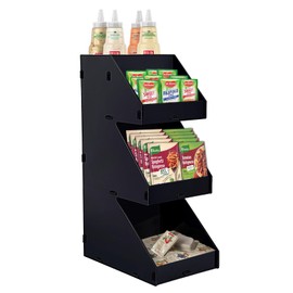 Sauce Packet Organizer, For Organizing Ketchup Packet, Condiment Packets, Sugar Packets, Hot Sauce Pack, 3-Tier Design with Straw Holder, Condiment Organizer for Restaurant, Cafe, Home, Black Acrylic