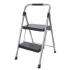 Black 2-Step Steel Large Platform & Foldable Step Stool –
