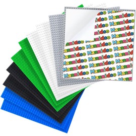MANNIDOO Peel-and-Stick Baseplates, 10 Packs 10" x 10“ Classic Adhesive Building Base Plates for Activity Tables Tops and Walls - Compatible with All Major Brands - Grey/Green/White/Black/Blue