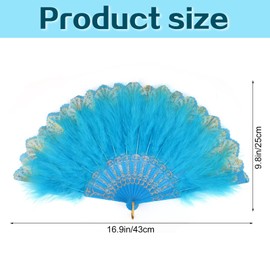 MWOOT Marabou Feather Fan, 1920s Embroidered Flower Handheld Feather Fan, Roaring 20s Vintage Style Flapper Hand Fan for Costume Halloween Dancing Show Tea Party Wedding Decoration - Red