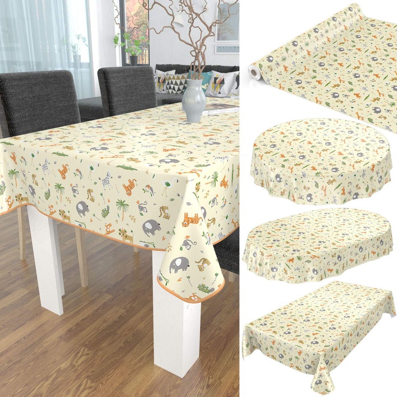 ANRO Tablecloth, Oilcloth, Wipeable Waxed Table Cover, Washable Tablecloth