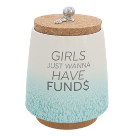 Pavilion - Girl Funds 6.5-inch Unique Ceramic Piggy Bank Savings Bank Money Jar with Cork Base and Cork Lid, Ombre Teal