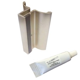 4" Brushed Nickel Frameless Shower Door Handle with Metal Strike Plate and Clear 100% Pure RTV Silicone Sealant - 0.5 oz. Squeeze Tube for 1/8", 5/32", 3/16", 1/4" Glass - Set