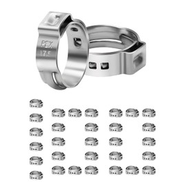 50/100/150/200 Pack PEX Cinch Clamps, 1/2" Clamps/ 3/4" Clamps, Stainless Steel Single Ear Hose Clamps (1/2in, 100 Pack)