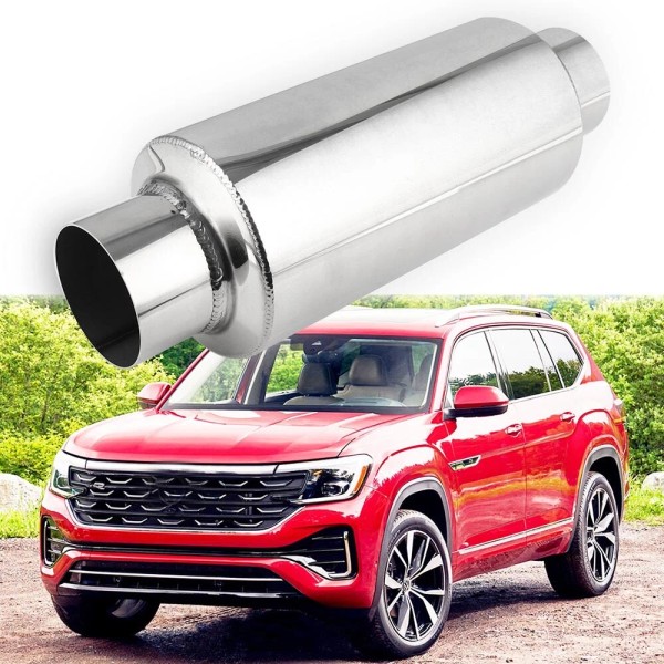 KEEPDSGN 3" Inlet/ 3" Outlet 12" Length Muffler Exhaust Resonator