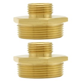Joywayus 3/4" GHT Male Thread x 1.5" NPT Male Thread Brass Hex Nipple Garden Hose Fittings Connector Pipe Adapter (Pack of 2)
