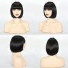 Lanseek Short Bob Wig with Bangs 12 Inch Short Synthetic