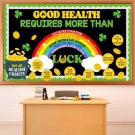 St. Patrick's Day Health Bulletin Board Decorations St. Patrick Party Healthy Living Advice Cutout Luck Shamrock Classroom Bulletin Board Rainbow Gold Coin Irish Clover Decor for Class Wall