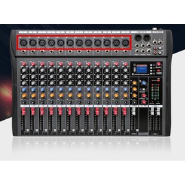 12 Channel Audio Mixer Sound Mixing Console with Bluetooth USB, XLR Microphone Jack, 48V Power, RCA Input/Output for Professional and Beginners