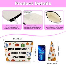 Traveler Gift Makeup Bag World Travel Accessories for Women Geocache Gifts for Daughter Sister Friend BFF Gift Cosmetic Bag Unique Outdoor Lover Gifts for Geocacher Travel Pouch with Zipper