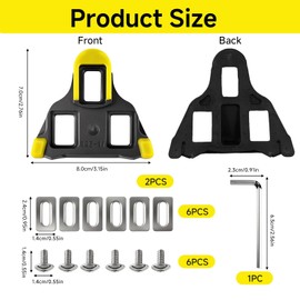 SPD Cleats for Cycling Shoes, Compatible with Shimano SPD-SL Pedals SM-SH10 SH11 SH12 System for Indoor Outdoor Peleton Spin Cycling Pedals Shoes Cleat & Road Bicycle Clips 6° Float (Yellow&Black）