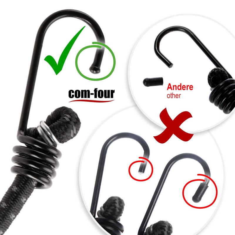 com-four® 10-Piece Set of Rubber Tensioners with Reflective Strips, Luggage