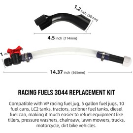 Calvana Fuel Jug Hose 3044 Replacement Kit with 2 Hose Benders, 2 Fuel Hoses with Valve, Compatible with VP Racing Fuel Jug,5.5 and 10 Gallon Fuel Cans,Diesel Fuel Can,Dirt Bike,Motorcycle Accessories