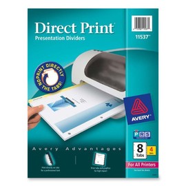 Avery Direct Print Presentation Dividers, 8 Tab, White, 4 Sets (11537)
