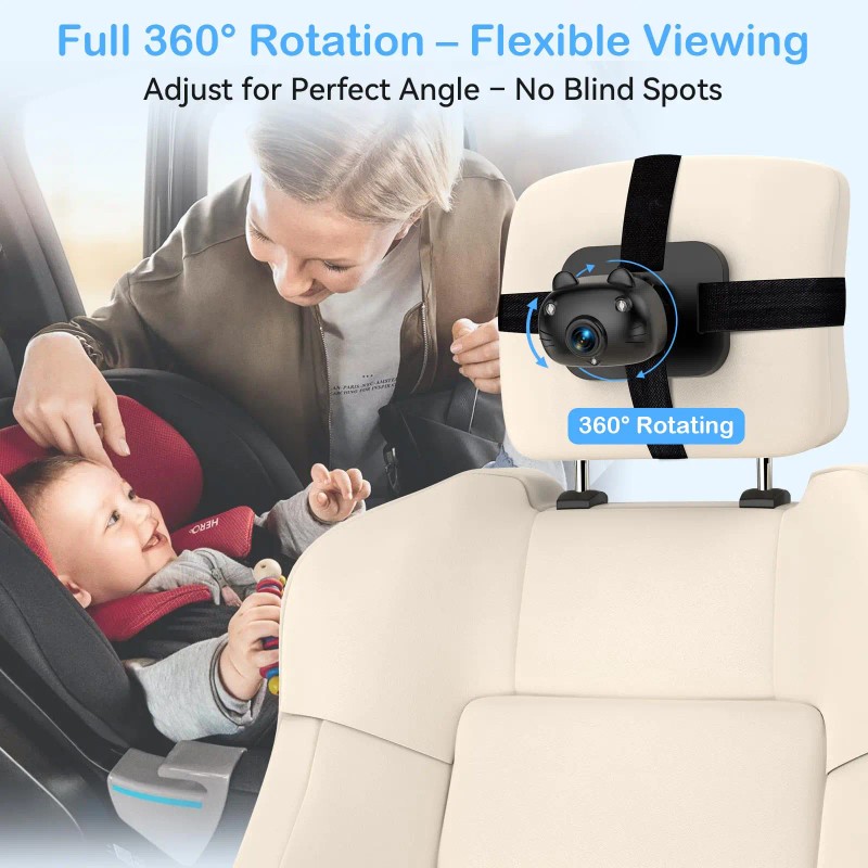 Dual Baby Car Camera 2 Kids 7.0'' Split Screen Ultrawide
