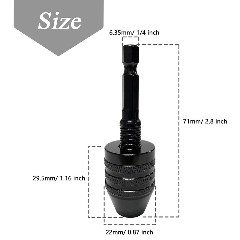 Mesee 0.3-6.5mm Keyless Drill Chuck, Quick Change 3-Jaw Chuck Adapter