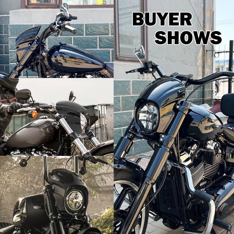 YHMTIVTU Gloss Black Front Headlight Fairing Cowl Cover For Harley