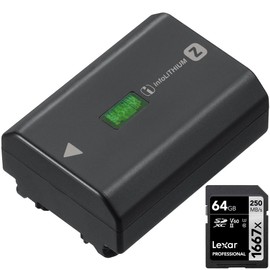 Sony NPFZ100 Z-Series Rechargeable Battery Pack for a9 a7R III a7III Bundle with Lexar 64GB Professional 1667x SDXC UHS-II Memory Card