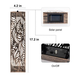pearlstar Solar Wall Lights Outdoor, Fence Solar Deck Lights for Outside Waterproof,17.2"×4.2",Metal Leaf Decorative Lights for Patio Front Door Yard Porch and Garden(Small Size)