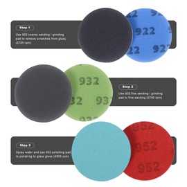 UerGlass Glass Repair Kit Grinding Polishing Sanding Disc Mesh Mesh Sanding Pads Kit for Glass Damage Removal, 5 Inches, 3 Pieces/Pack (4 Inches)