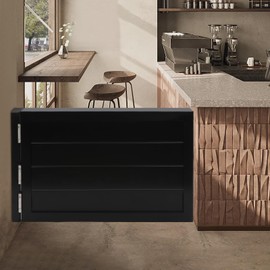 WUPYI Cafe Door Swinging Door,Solid Wood Saloon Door Half Waist Door Automatic Closing Doors for Kitchen Bar Porch Entrance Counter Swinging Door,35.4x23.6in,Black