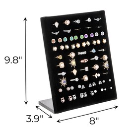 Hiceeden 2 Pack Velvet Ring Display Stand, 50 Slots Ring Organizer Jewelry Display Tray, L-Shaped Ring Holder Display for Selling Earrings Rings, Black