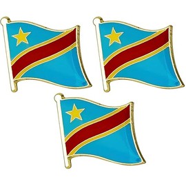 3 X Democratic Republic of the Congo National Country Flag Lapel Metal Enamel Pin Badge