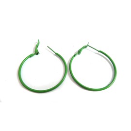 Color Hoop Earrings Simple Thin Hoop Earrings 1.5 Inch Hoop Earrings (Green)