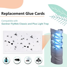 Qualirey 40 Pack Replacement Fly Glue Boards, Compatible with Gardner FlyWeb Fly Classic and Plus Light Trap, Sticky Cards Fly Traps for Indoors, Trap Fruit Flies, Mosquitoes, Gnats