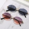 OSAGAMA Mode Sonnenbrille Kleine Ovale Randlose Brille für Damen Herren