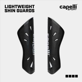 Capelli Sport Soccer Shin Guards, Lightweight Protector Pads for Youth and Adult Players, Large, Black/White