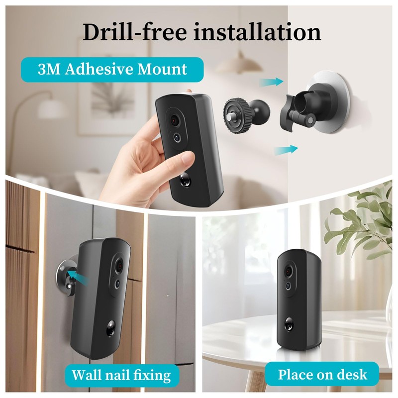 No Subscription Wireless Security Camera, AA Battery Powered,Outdoor & Door