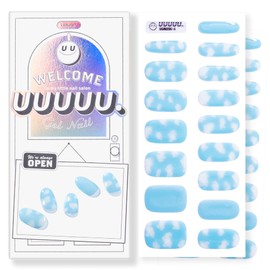 UUUUU. Semi Cured Gel Nail Strips - [Puffy Cloud] , UV Nail Stickers Compatible With All Nail Lamps, U-Curve for Perfect Fit, Includes 2 Prep Pads, Nail File, and Wood Stick