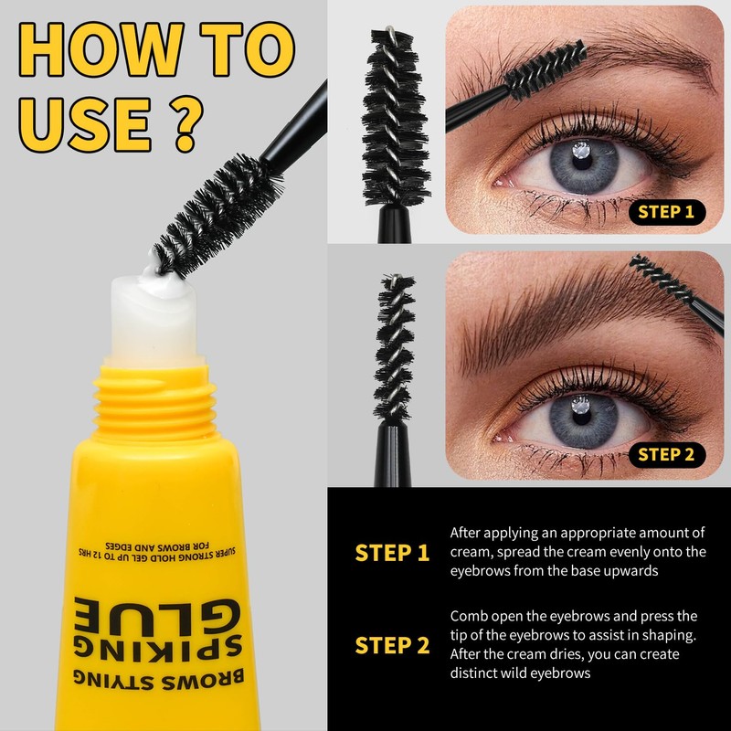 Brow Styling Spiking Glue - Clear Eyebrow Setting Gel, Brow