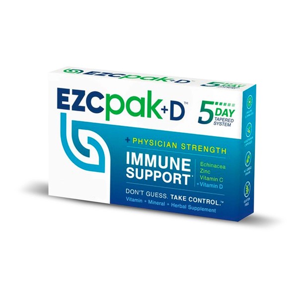 EZC Pak+D 5-Day Immune System Booster with Echinacea, Vitamin C, Vitamin D and Zinc for Immune Support