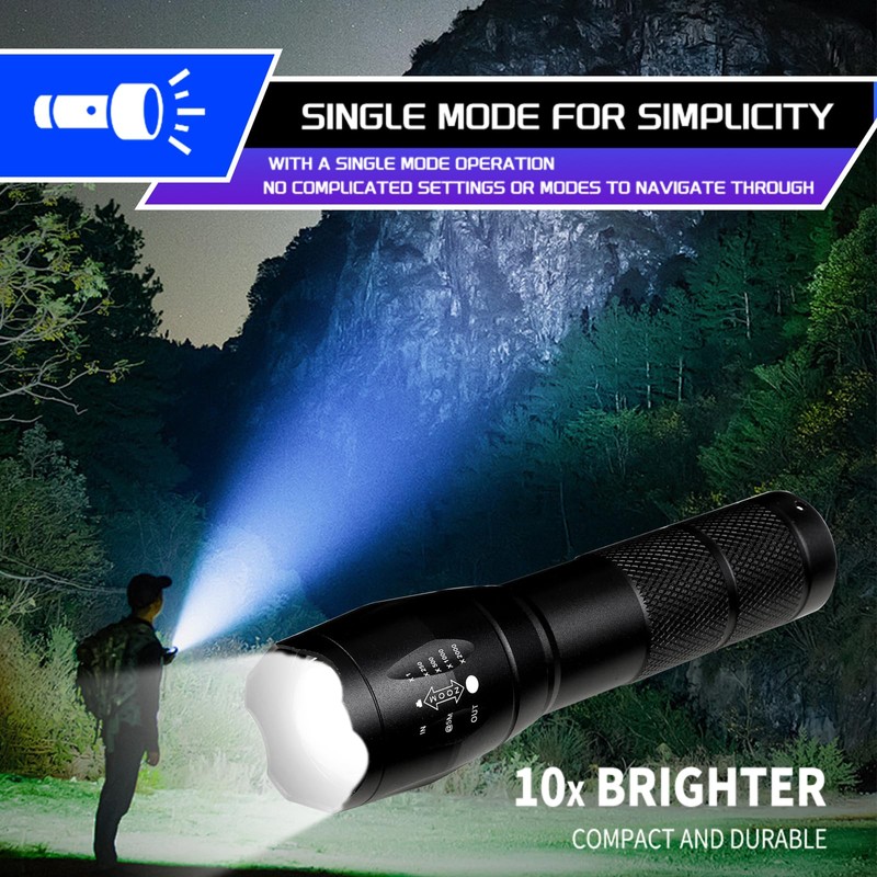 Hilngav 3 Pack LED Rechargeable Flashlight, Super Bright Small MiniCamping