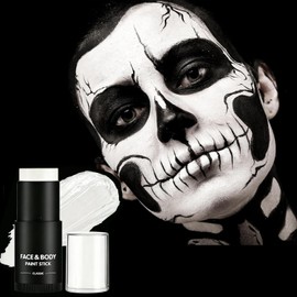 Base Blanca Maquillaje Pintura Cara Halloween, Maquillaje Blanco para Halloween SFX Cosplay Clown Halloween Paint Stick Pintura Corporal Impermeable A Prueba De Sudor Para Maquillaje Halloween (03)