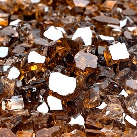 Onlyfire 10 pounds Fire Glass for Propane Fire Pit and Gas Fireplace, 1/2 Inch Reflective Firepit Glass Rocks for Fire Pit Table and Fire Bowl, High Luster Copper