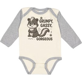 inktastic Grumpy Gassy Gorgeous Skunk Humor Long Sleeve Creeper 18 Months Natural and Heather 4572f